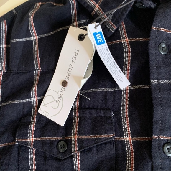 Treasure & Bond Slim Fit Spaced Plaid Button Shirt Men’s Medium NWOT - Picture 4 of 9